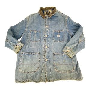 RALPH LAUREN RRL DENIM CHORE JACKET sz: XL. RARE. CIRCA 1990'S